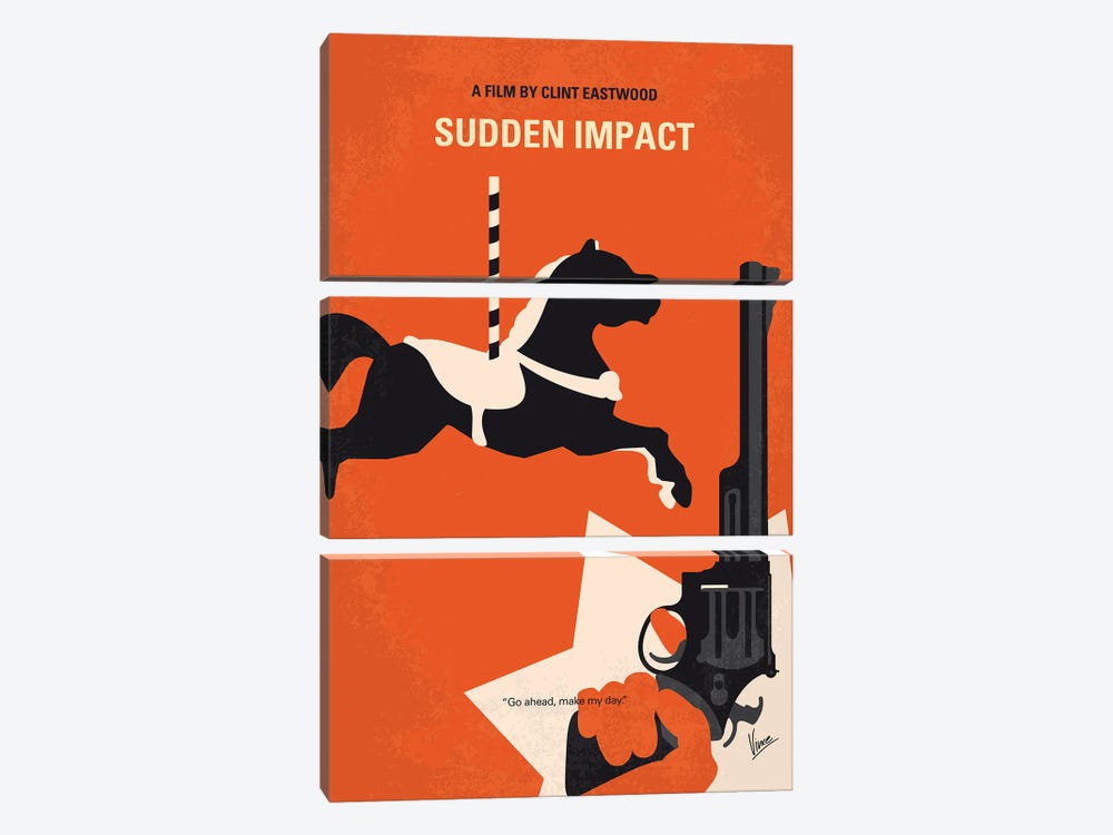Dirty Harry Sudden Impact Minimal Movie Poster by Chungkong 3-piece Canvas Artwork