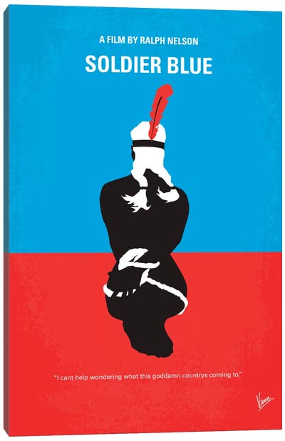 Soldier Blue Minimal Movie Poster Canvas Art Print - Dramas Minimalist Movie Posters