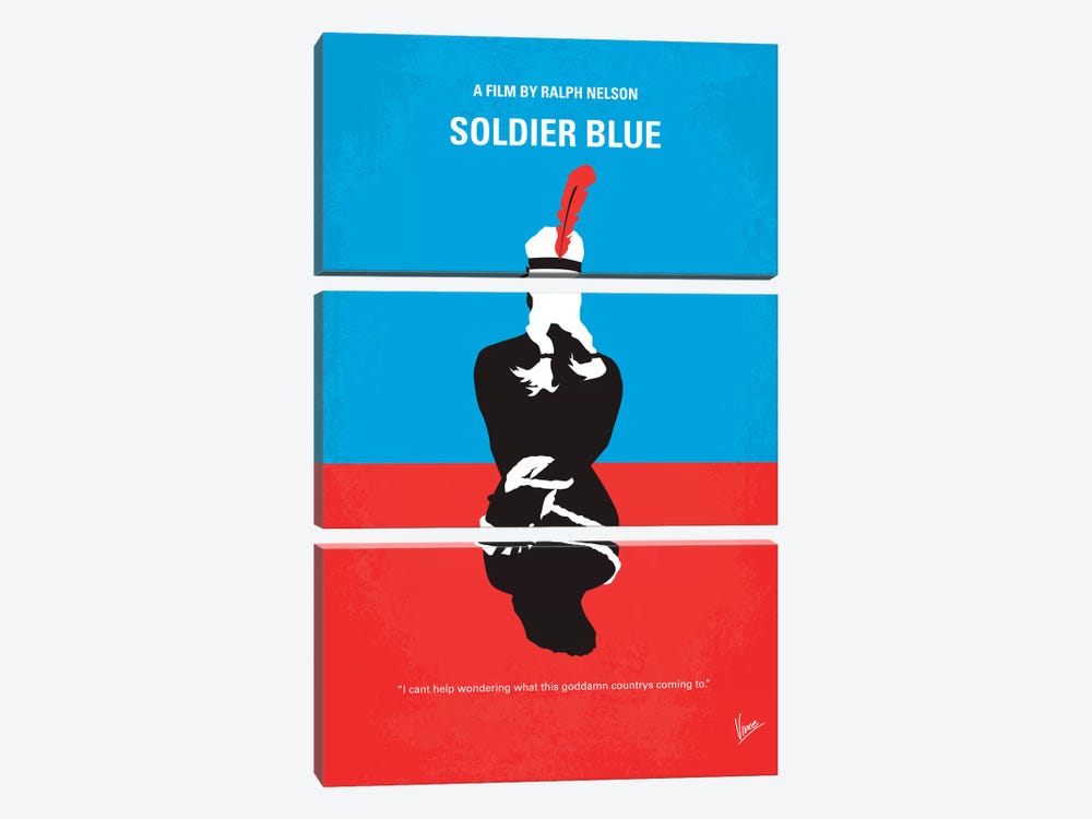 Soldier Blue Minimal Movie Poster by Chungkong 3-piece Canvas Artwork
