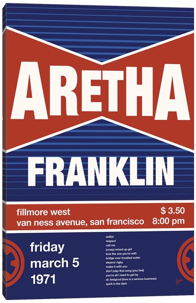 Aretha Franklin Poster Canvas Art Print - R&B & Soul Music Art