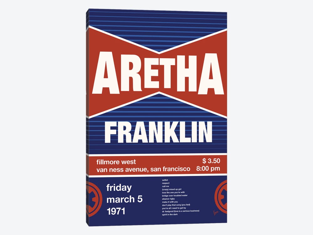 Aretha Franklin Poster by Chungkong 1-piece Canvas Wall Art