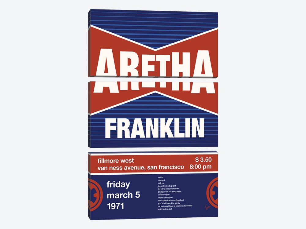 Aretha Franklin Poster by Chungkong 3-piece Canvas Wall Art