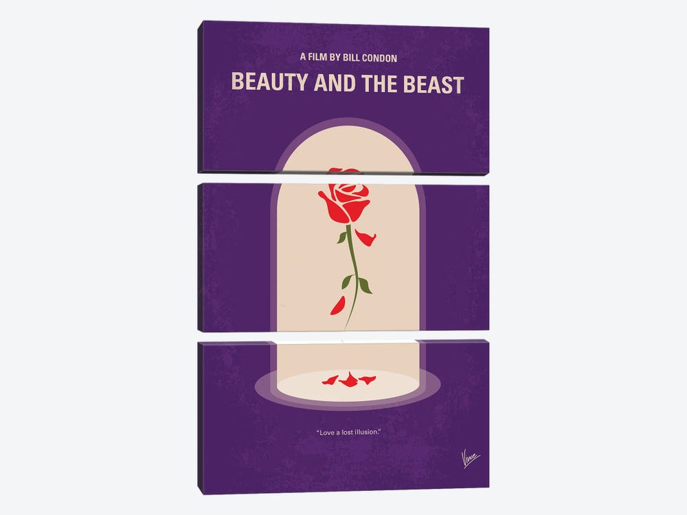 Beauty And The Beast Poster by Chungkong 3-piece Canvas Print