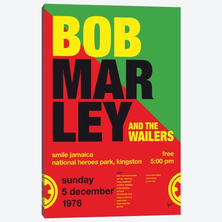 Bob Marley Poster Canvas Print #CKG1543} by Chungkong Art Print