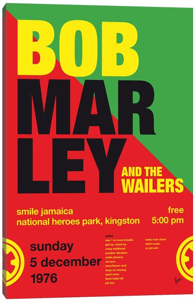 Bob Marley Poster Canvas Art Print - Chungkong - Minimalist Movie Posters