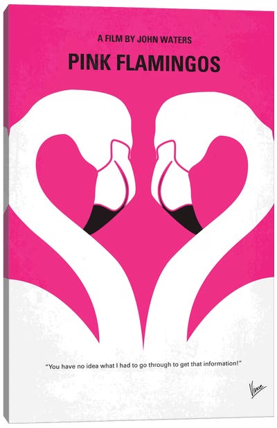 Pink Flamingos Minimal Movie Poster Canvas Art Print - Dramas Minimalist Movie Posters