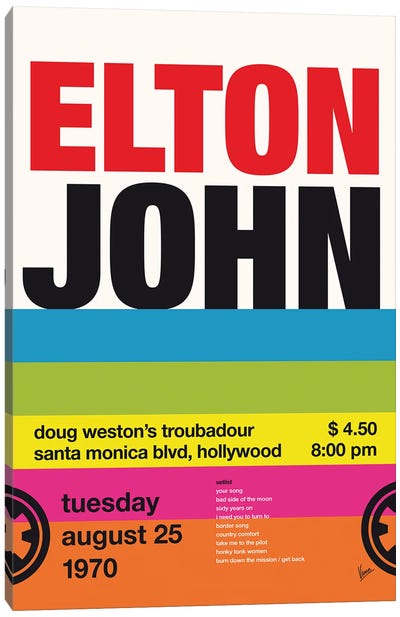 Elton John Poster Canvas Art Print - Elton John