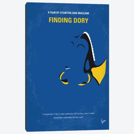 Finding Dory Poster Canvas Print #CKG1558} by Chungkong Canvas Wall Art