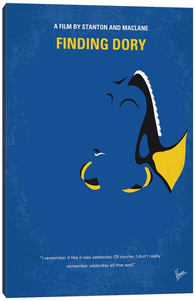 Finding Dory Poster Canvas Art Print - Animation & Kids Minimalist Movie Posters