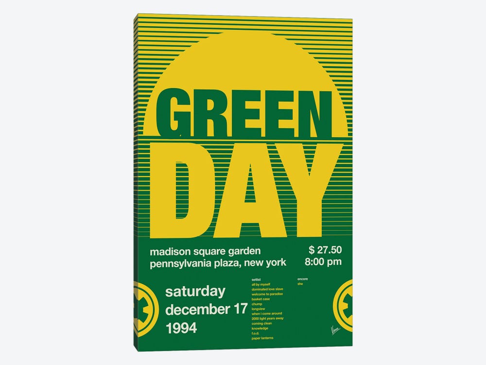 Green Day Poster by Chungkong 1-piece Canvas Print