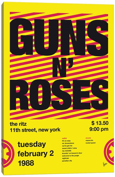 Guns 'N Roses Poster Canvas Art Print - Guns & Roses