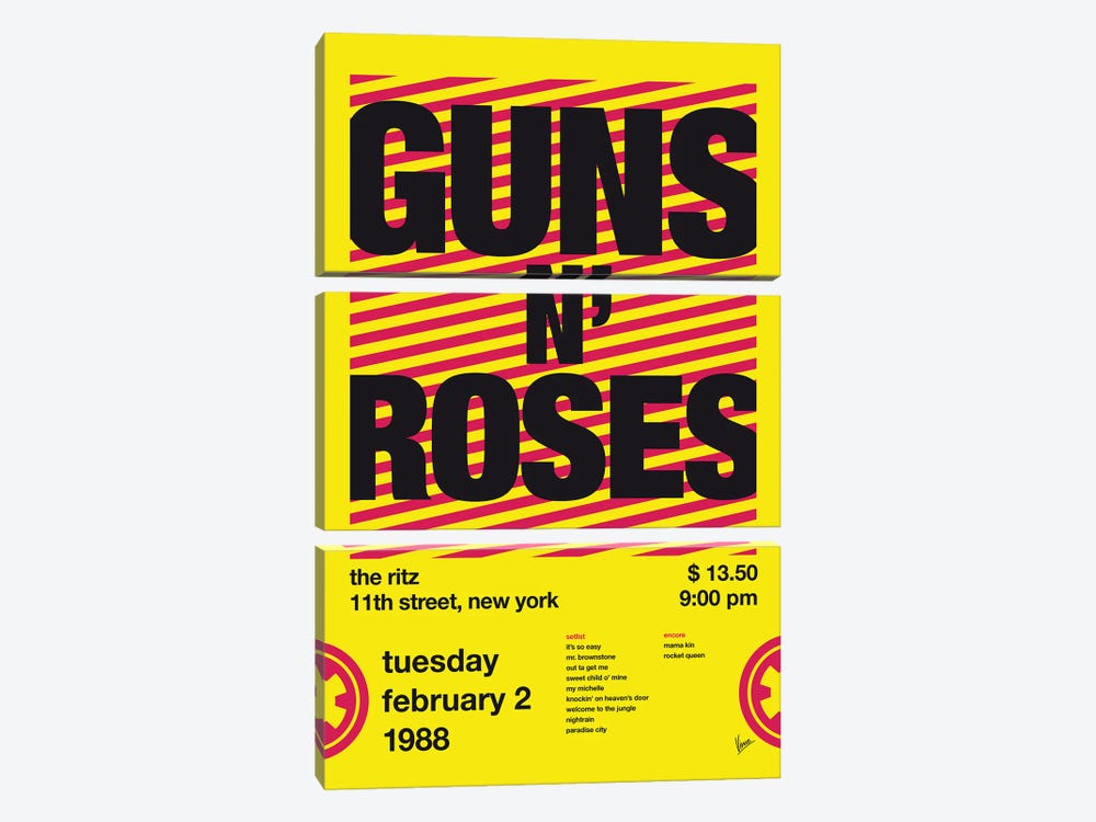 Guns 'N Roses Poster by Chungkong 3-piece Canvas Print