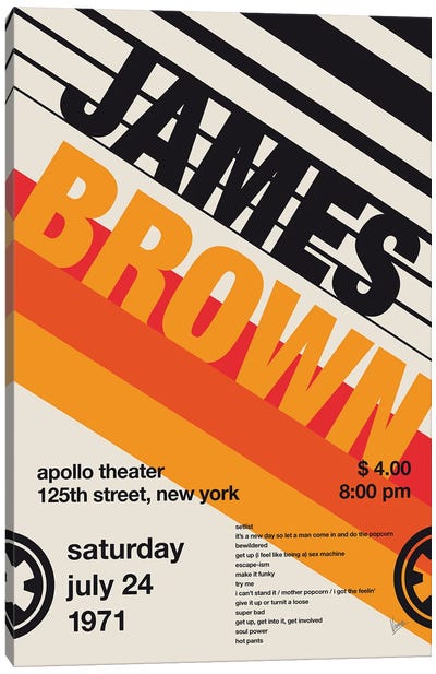 James Brown Poster Canvas Art Print - R&B & Soul Music Art