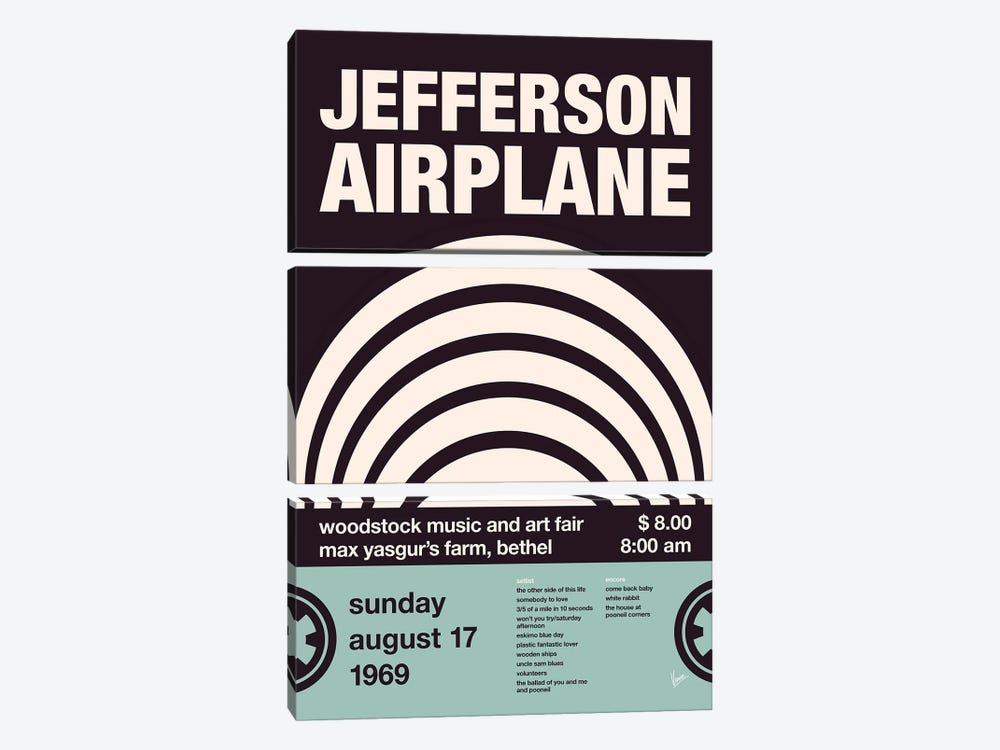 Jefferson Airplane Poster by Chungkong 3-piece Canvas Print