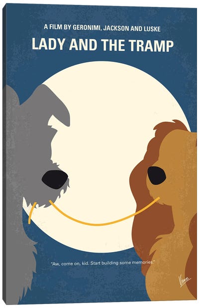 Lady And The Tramp Poster Canvas Art Print - Animation & Kids Minimalist Movie Posters