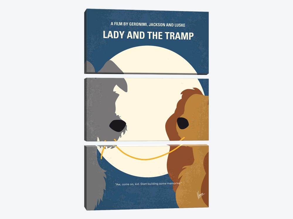 Lady And The Tramp Poster by Chungkong 3-piece Canvas Wall Art