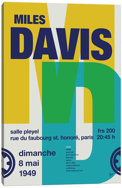Miles Davis Poster Canvas Art Print - Miles Davis