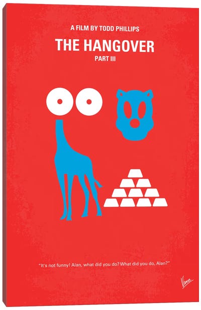 The Hangover Part III Minimal Movie Poster Canvas Art Print - Cult Classic Posters
