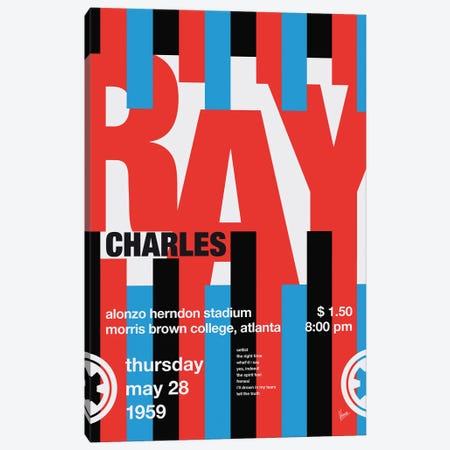 Ray Charles Poster Canvas Print #CKG1601} by Chungkong Canvas Wall Art