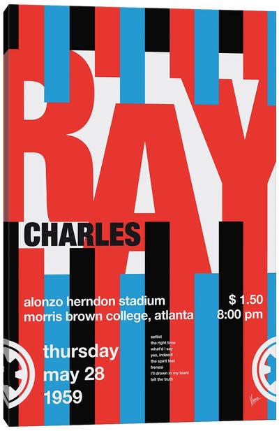 Ray Charles Poster Canvas Art Print - Blues Music Art