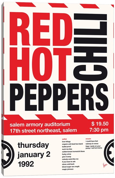 Red Hot Chili Peppers Poster Canvas Art Print - Black, White & Red Art