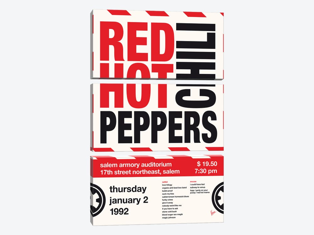 Red Hot Chili Peppers Poster by Chungkong 3-piece Canvas Print