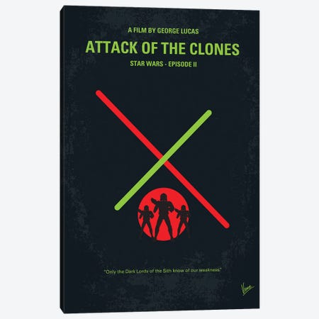Star Wars Episode II Attack Of The Clones Poster Canvas Print #CKG1616} by Chungkong Canvas Wall Art