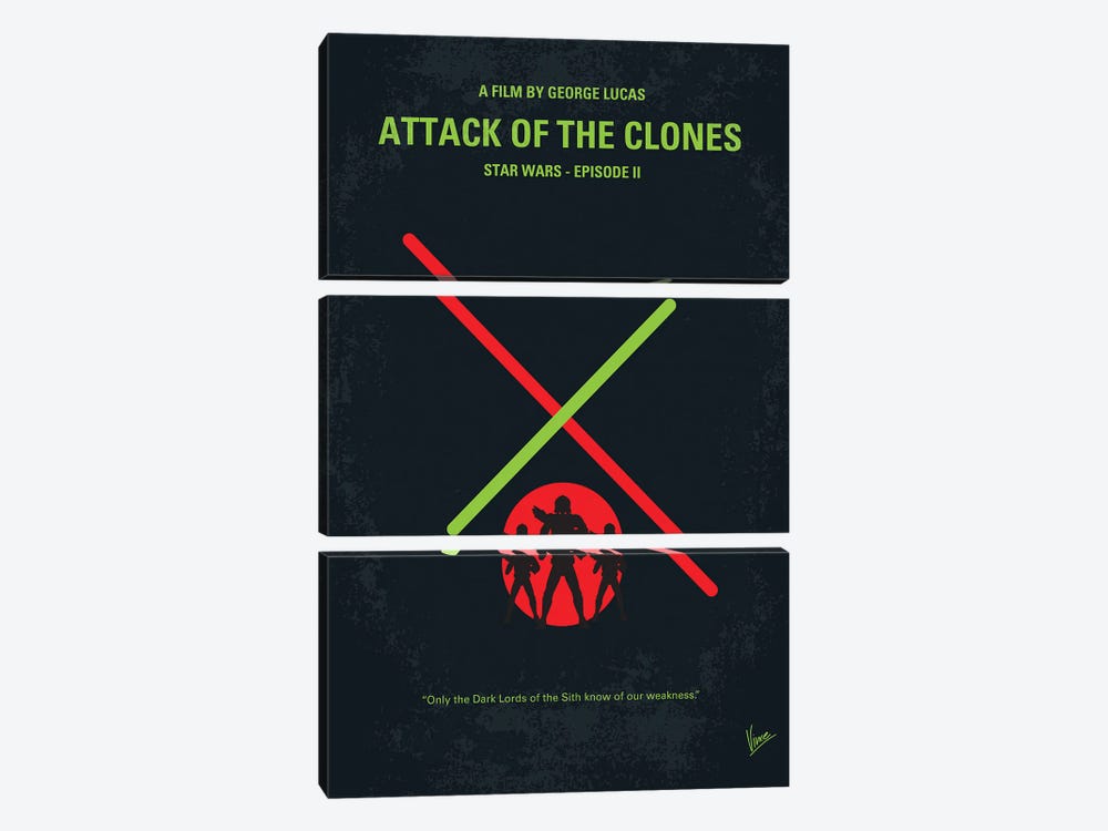 Star Wars Episode II Attack Of The Clones Poster by Chungkong 3-piece Canvas Artwork