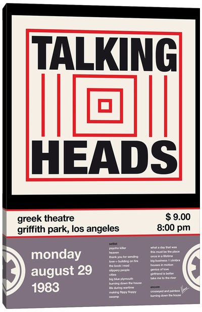 Talking Heads Poster Canvas Art Print - Chungkong Limited Editions