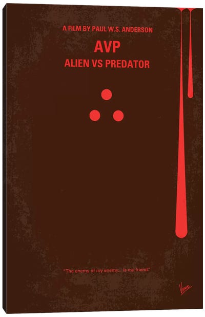 AVP: Alien vs. Predator Minimal Movie Poster Canvas Art Print - Thriller Minimalist Movie Posters