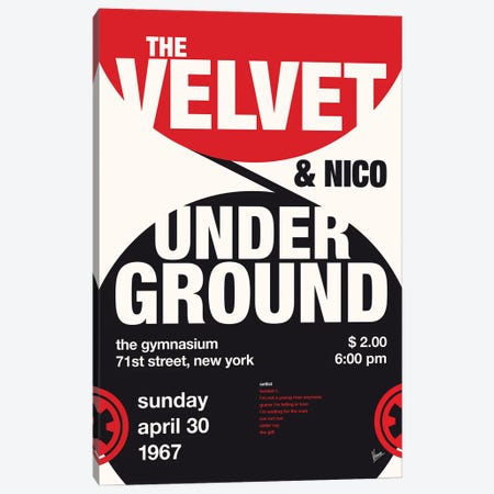 Velvet Underground Poster Canvas Print #CKG1638} by Chungkong Art Print