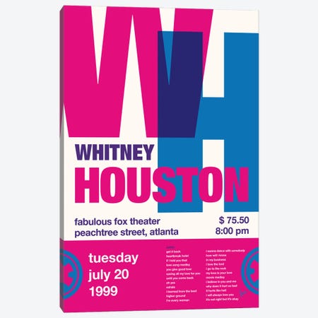 Whitney Houston Poster Canvas Print #CKG1639} by Chungkong Canvas Art Print