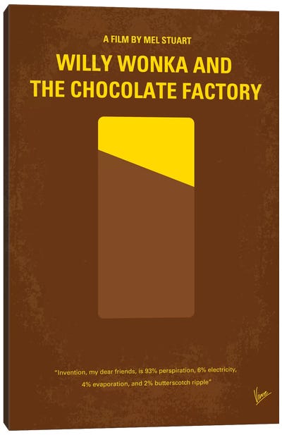 Willy Wonka And The Chocolate Factory Minimal Movie Poster Canvas Art Print - Chocolates
