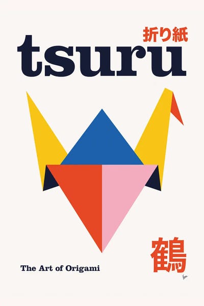 Tsuru Origami Geometric Poster by Chungkong art print