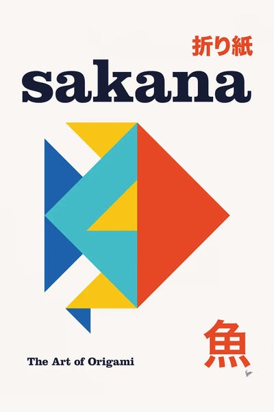 Japanese Décor: Sakana Origami Geometric Poster by Chungkong