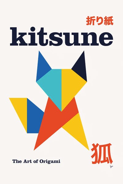 Foxes: Kitsune Origami Geometric Poster by Chungkong
