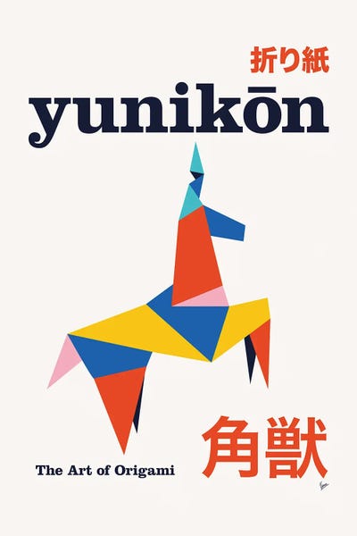 Unicorns: YunikōN Origami Geometric Poster by Chungkong