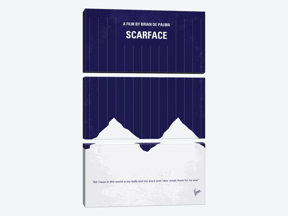 Scarface Minimal Movie Poster by Chungkong 3-piece Canvas Art Print