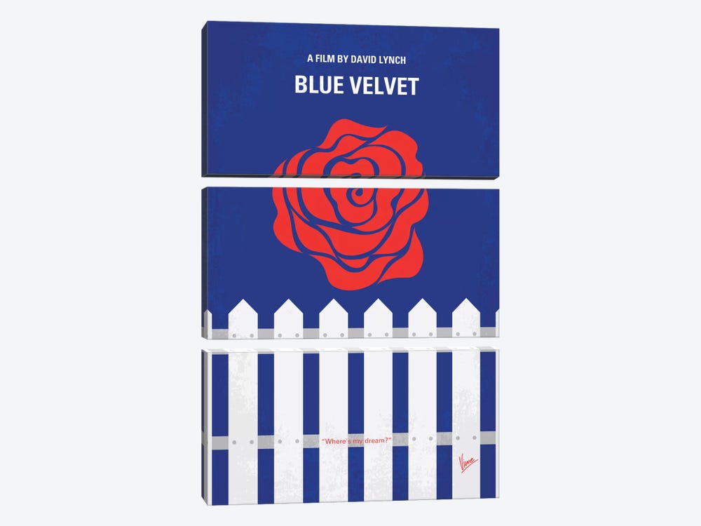 Blue Velvet Minimal Movie Poster by Chungkong 3-piece Canvas Art Print