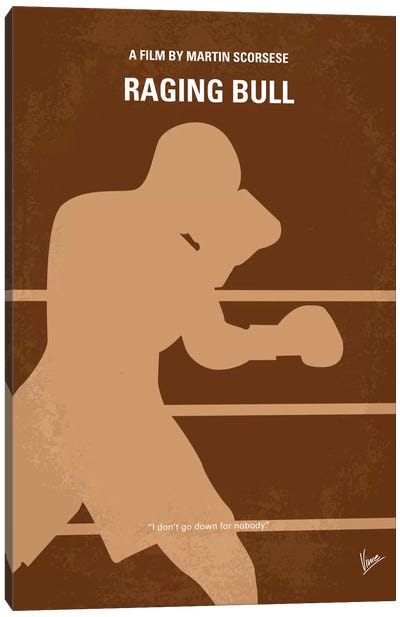 Raging Bull Minimal Movie Poster Canvas Art Print - Sports Minimalist Movie Posters