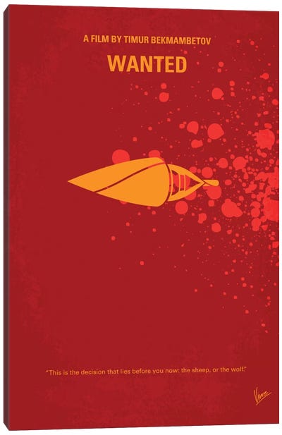 Wanted Minimal Movie Poster Canvas Art Print - Chungkong's Action & Adventure Movie Posters