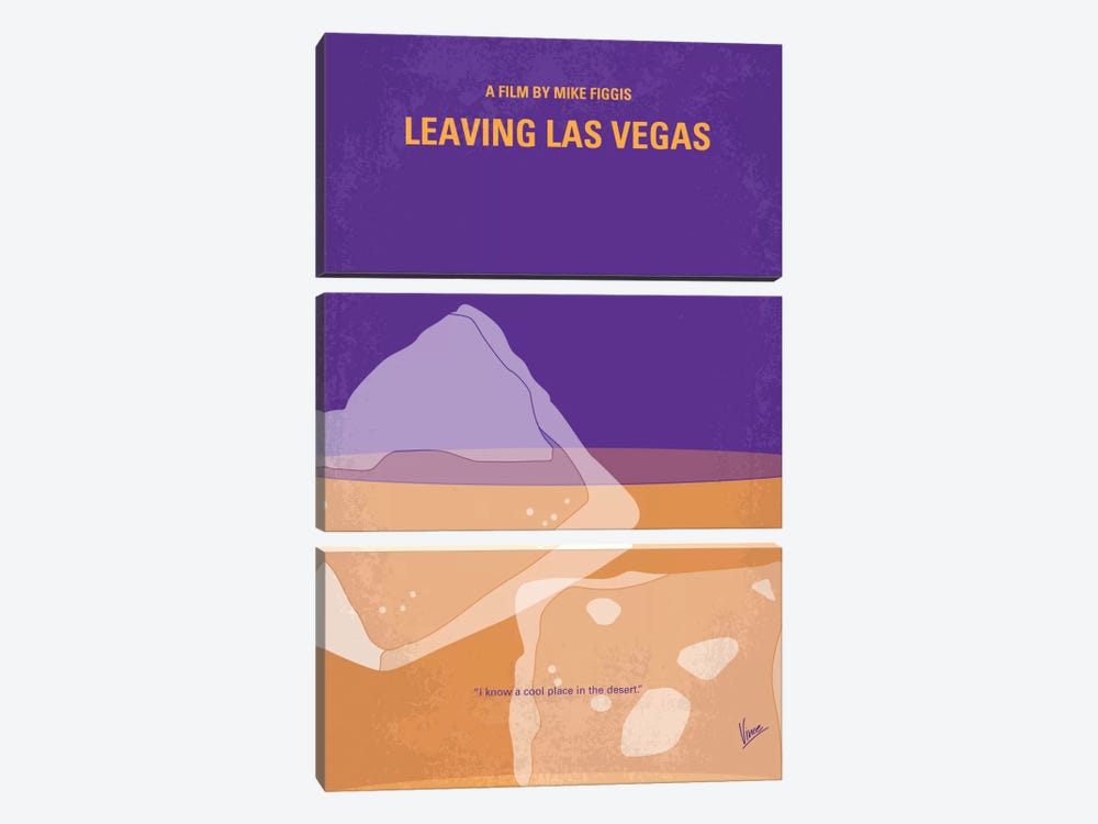 Leaving Las Vegas Minimal Movie Poster by Chungkong 3-piece Canvas Art Print