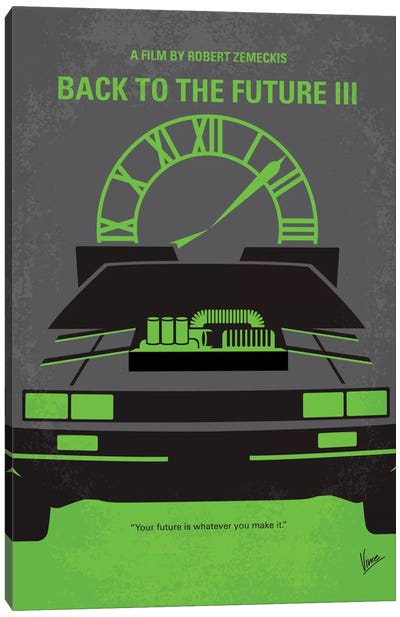 Back To The Future III Minimal Movie Poster Canvas Art Print - Minimalist Movie Posters