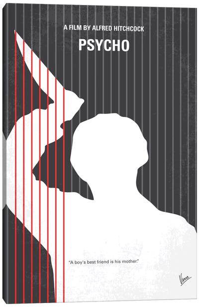 Psycho Minimal Movie Poster Canvas Art Print - Norman Bates