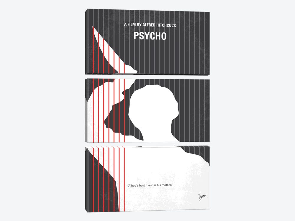 Psycho Minimal Movie Poster by Chungkong 3-piece Canvas Print