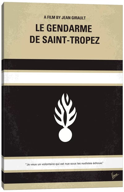 Le Gendarme de Saint-Tropez Minimal Movie Poster Canvas Art Print - Minimalist Movie Posters