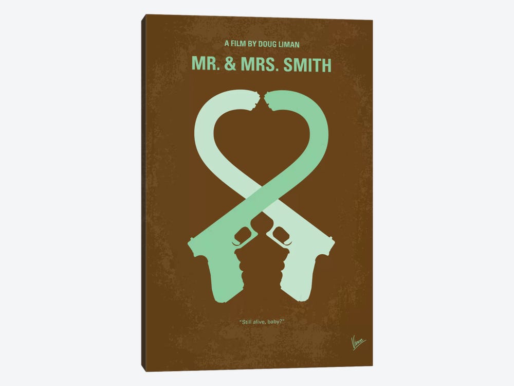 Mr. And Mrs. Smith Minimal Movie Poster by Chungkong 1-piece Canvas Art Print