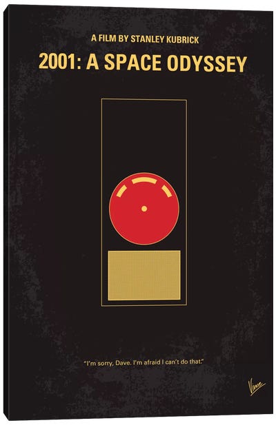 2001: A Space Odyssey Minimal Movie Poster Canvas Art Print - Thriller Minimalist Movie Posters