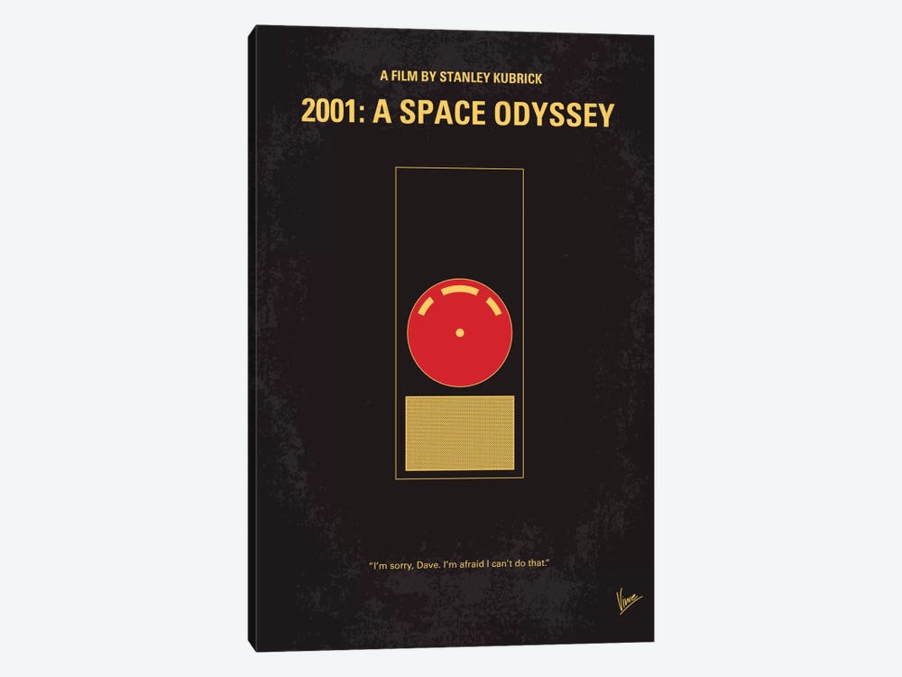 2001: A Space Odyssey Minimal Movie Poster by Chungkong 1-piece Canvas Art Print
