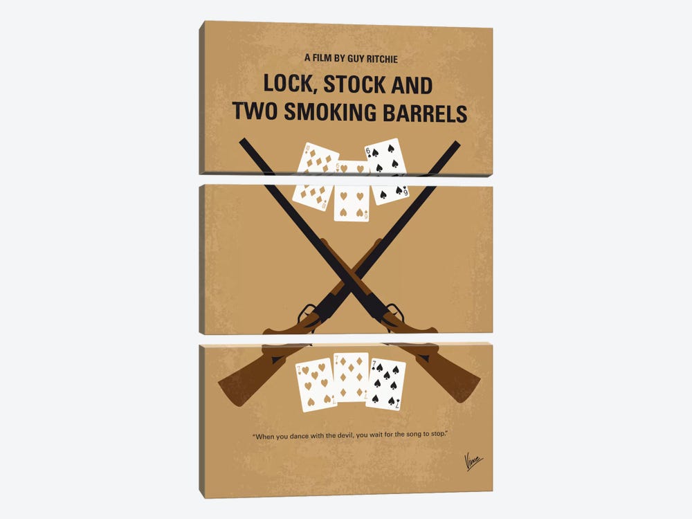 Lock, Stock And Two Smoking Barrels Minimal Movie Poster by Chungkong 3-piece Canvas Wall Art